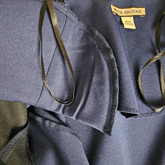 Maya Brooke Two-Piece Sleeveless And Crop Navy Blue Sequins Jacket Dress - Picture 14 of 16